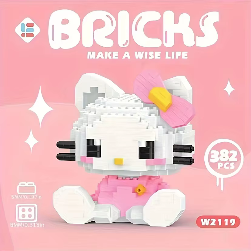 KEEPPLEY Sanrio Anime Hello Kitty My Melody Cinnamoroll Pompompurin Kuromi Blocs de construction pou