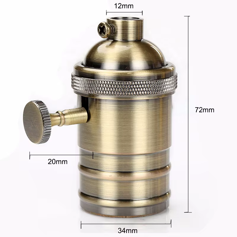 GANRILAND Culot de lampe E27 en cuivre, support de lampe DIY avec interrupteur, douille Edison vinta