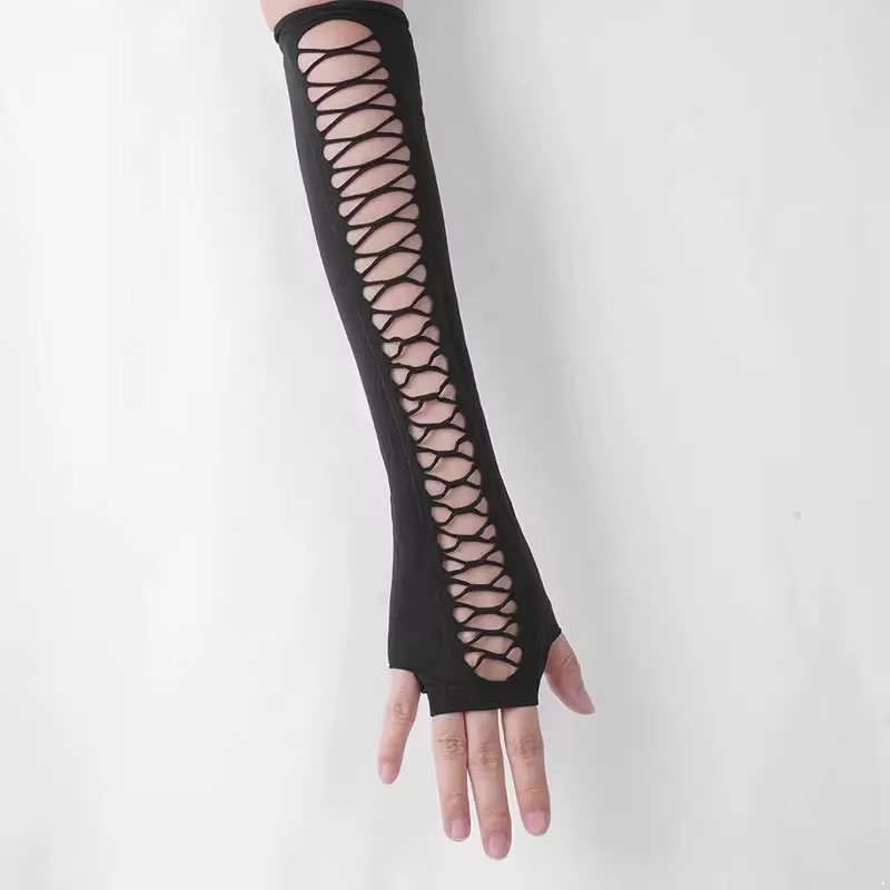 Europe USA gants en dentelle Sexy maille sans doigts étiquette amusante discothèque danse Dot Long C