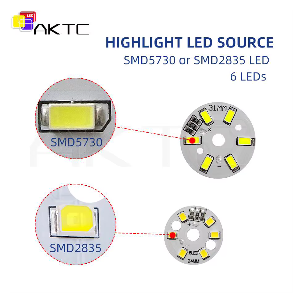 Panneau lumineux LED rond DC 5V 3W, basse tension 5730 2835 SMD 6 LED 3000K chaud ou blanc 6000K, pa