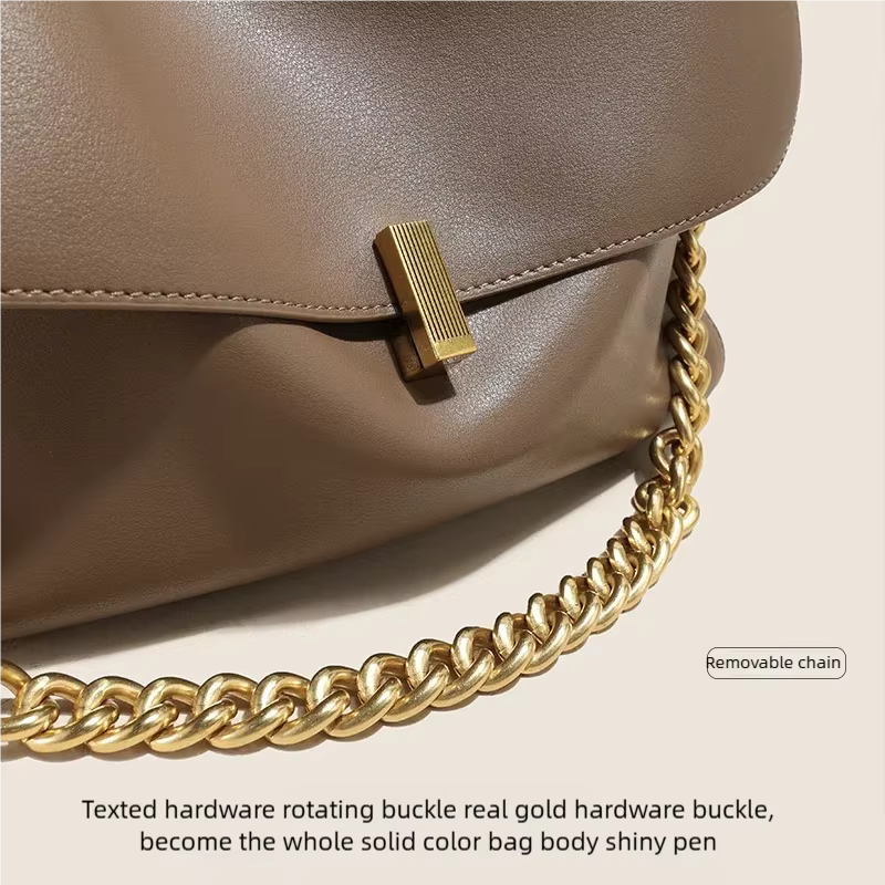 Sac à bandoulière en cuir De vache véritable pour femmes, sac à main tendance avec chaîne, grande ca