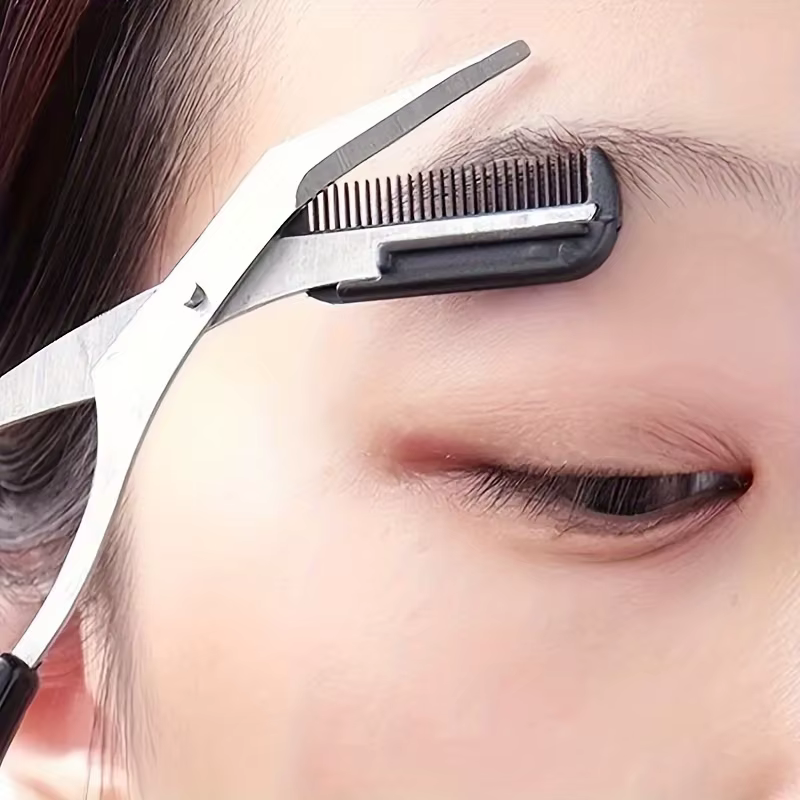 Ciseaux de coupe de sourcils en acier inoxydable avec peigne, outil de maquillage sûr pour couper le