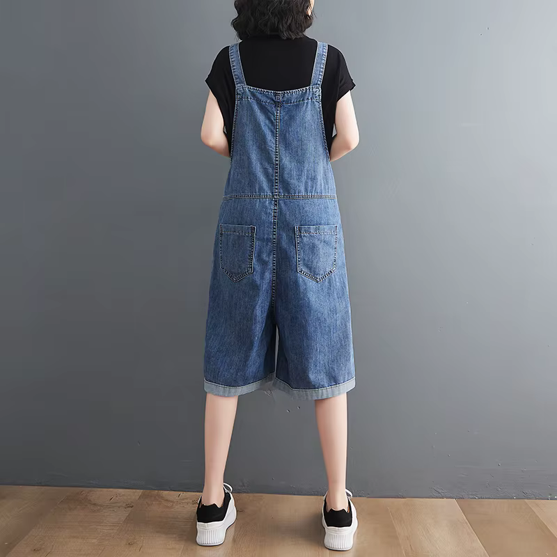Printemps été Jean combinaisons courtes femmes décontracté Streetwear ample jambe large Shorts Denim