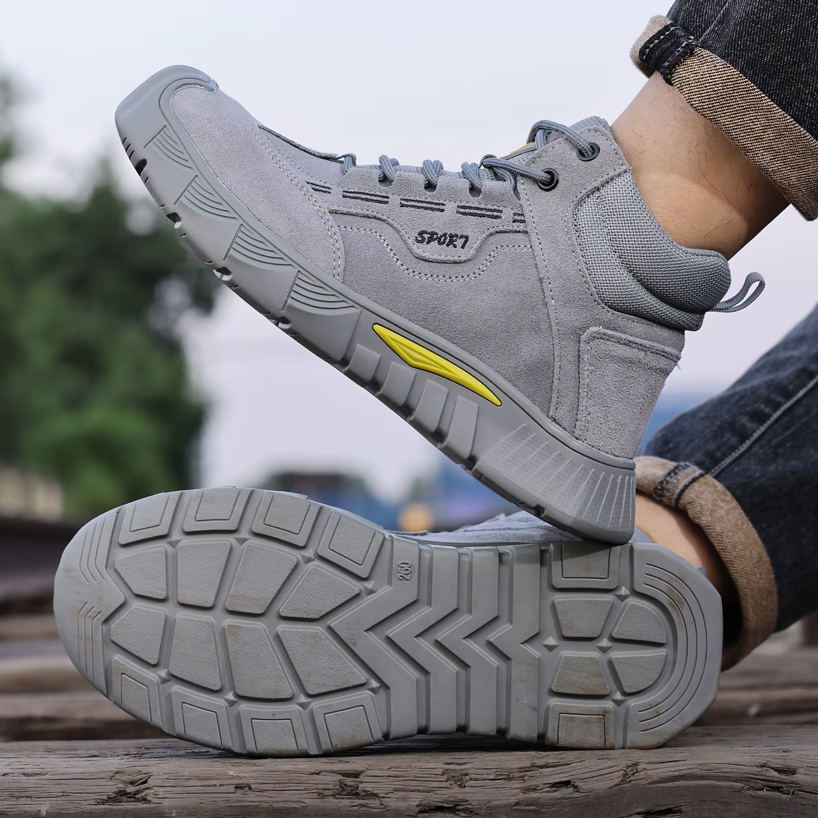Chaussures de travail anti-choc et anti-perforation pour hommes GUYISA avec semelles en caoutchouc