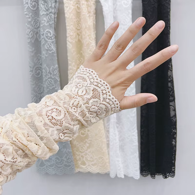 Gants de conduite à manches élastiques pour femmes, mitaines sans doigts, crème solaire, noir, blanc
