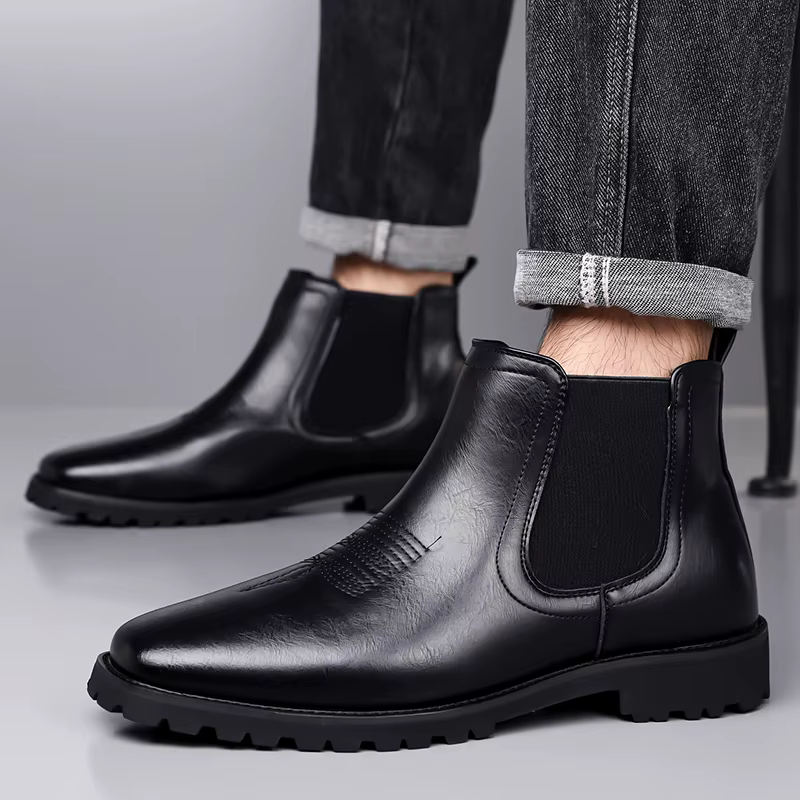 Bottes en cuir pour hommes, style britannique, confortables, décontractées, à semelle épaisse, antid