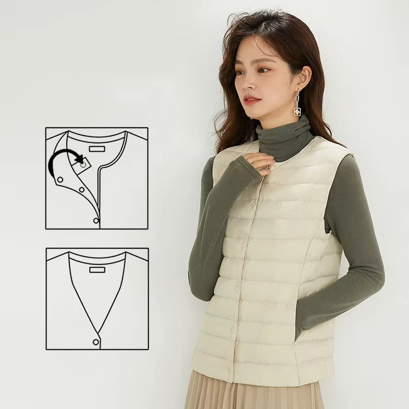 Gilet bouffant sans manches pour femmes, Ultra léger, deux voies, Portable, chaud, sans manches, dou