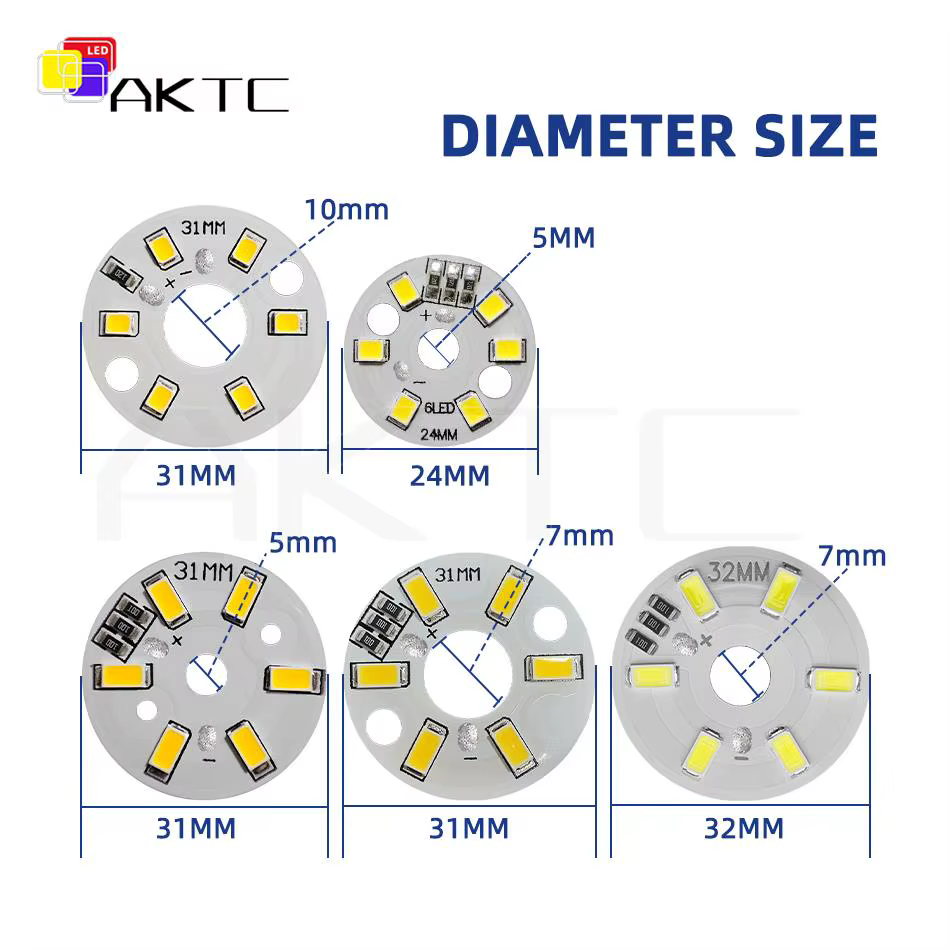 Panneau lumineux LED rond DC 5V 3W, basse tension 5730 2835 SMD 6 LED 3000K chaud ou blanc 6000K, pa