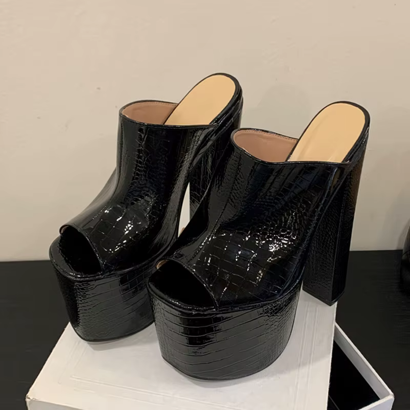 Liyke été rue mode 8.5CM plate-forme pantoufles femmes Sexy Peep orteil Super talons hauts fête boît