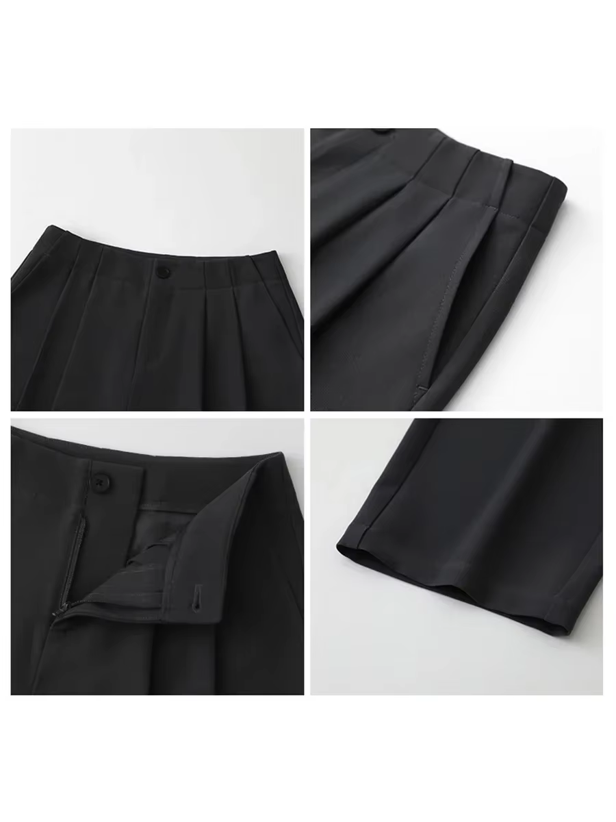 CHIC VEN femmes pantalons nouveau décontracté taille haute femme pantalon plissé tombant jambe large