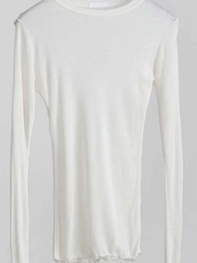 T-shirt uni à manches longues pour femmes, de haute qualité, élastique, basique, décontracté, Sexy, 