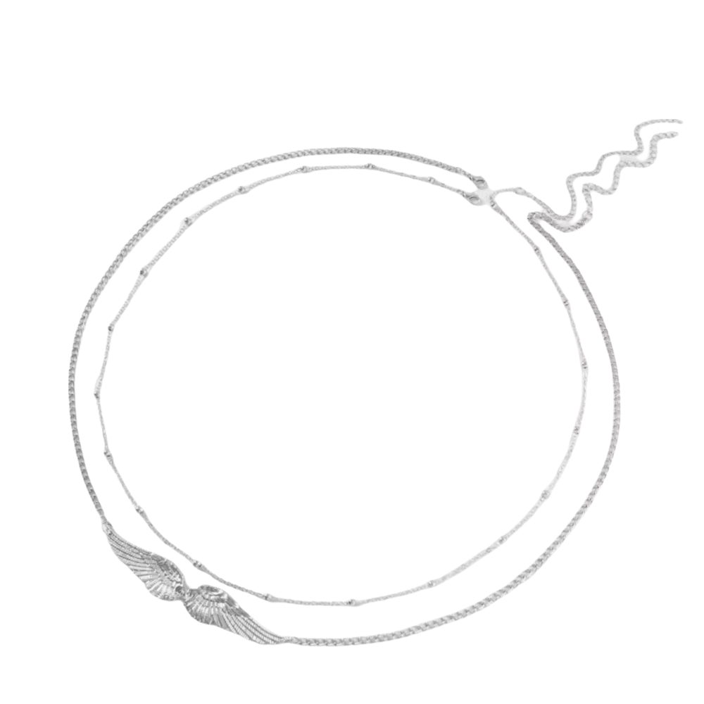 Chaîne de corps élégante à double couche avec ailes, perles et breloques, chaîne de taille dorée, ce