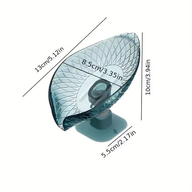 Boîte à savon de vidange Design feuille avec ventouse, plateau à savon décoratif en plastique auto-d