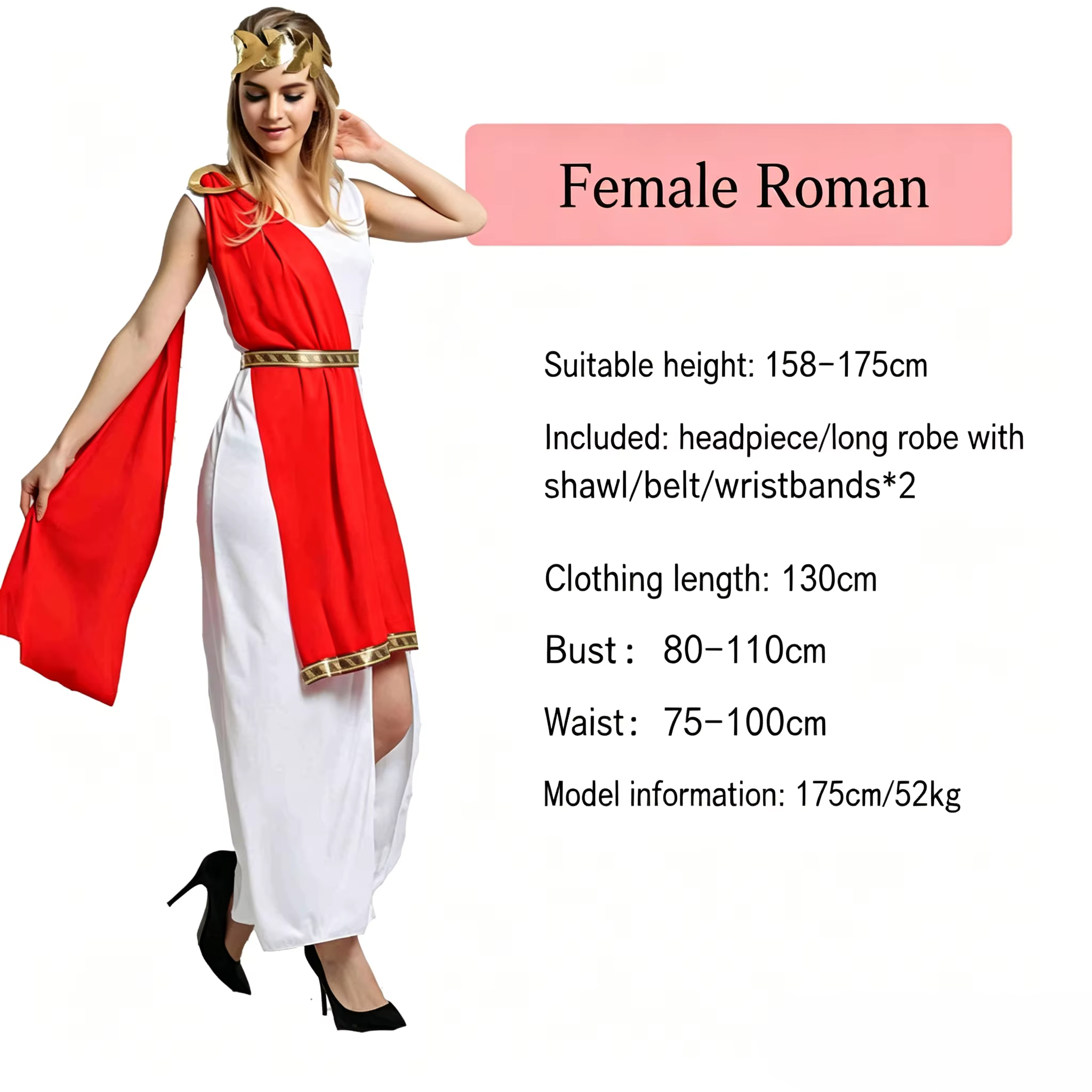 Costume de Toge Grecque et Romaine Antique, Couronne de Lauriers, Bandeau, Robe Vintage sans Manches