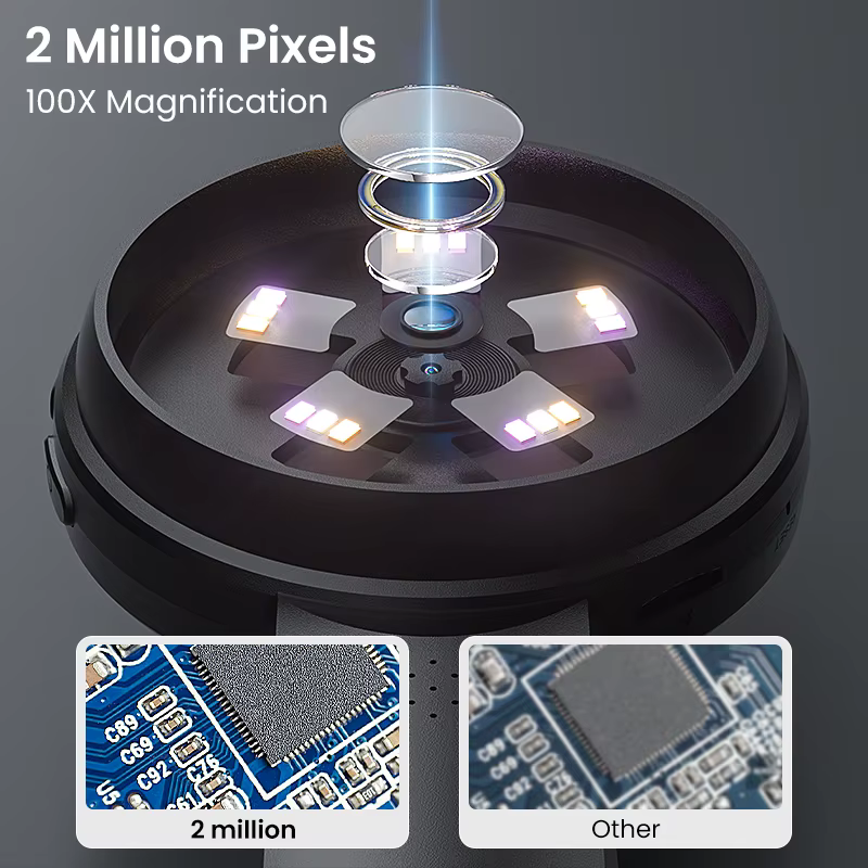 Microscope numérique LED loupe vidéo grossissement 100X écran IPS 2.8 ''avec caméra 2.0MP pour répar