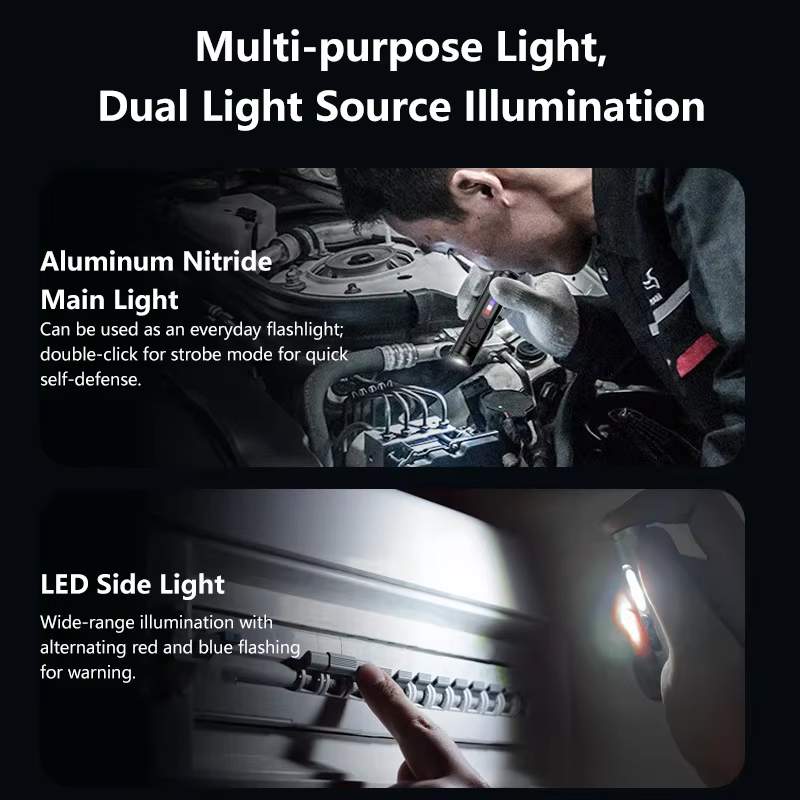 Lampe torche multifonctionnelle 6-en-1 Lenovo avec lumière latérale COB, rechargeable, magnétique, b