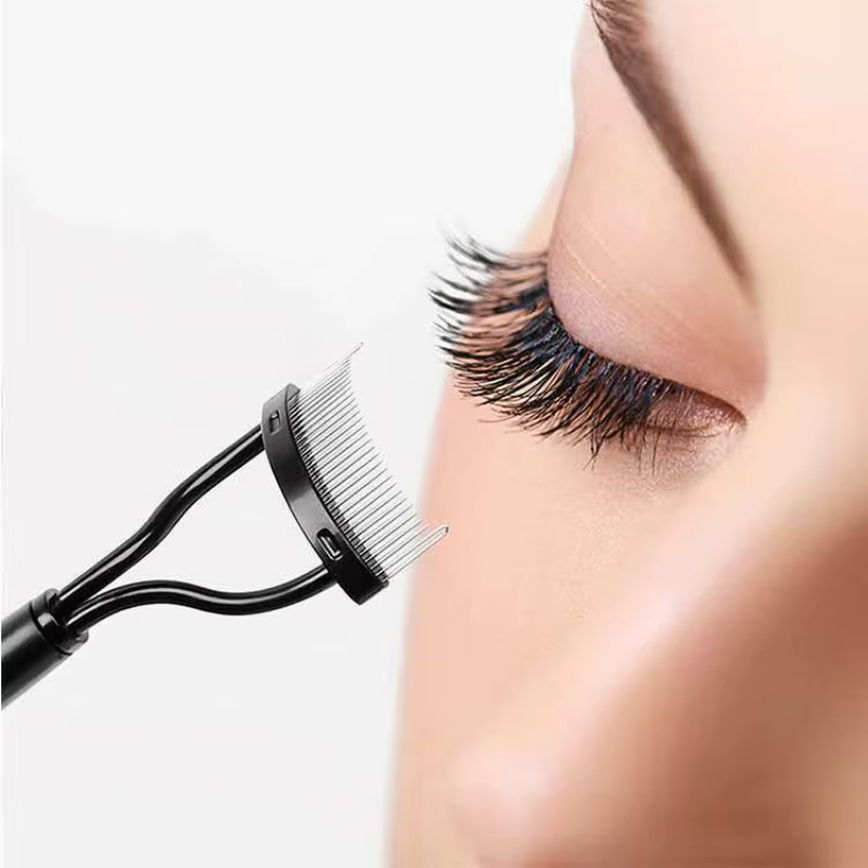 Séparateur de cils dents métalliques recourbe-cils droit maquillage de beauté brosse à cils en acier