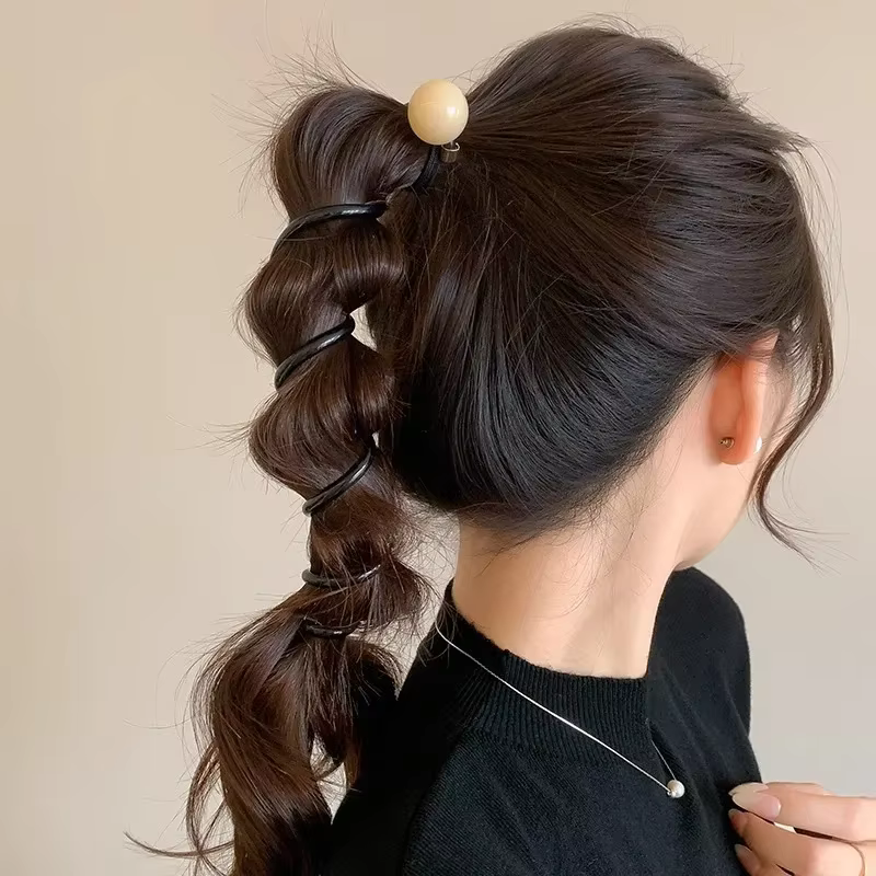 Vintage boule coeur droit élastique bandeau pour femmes filles Ponytial support cheveux cravate Scru