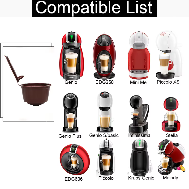 Capsules rechargeables pour café Nescafe DOLCE GUSTO, 10 pièces, filtre réutilisable avec cuillère, 