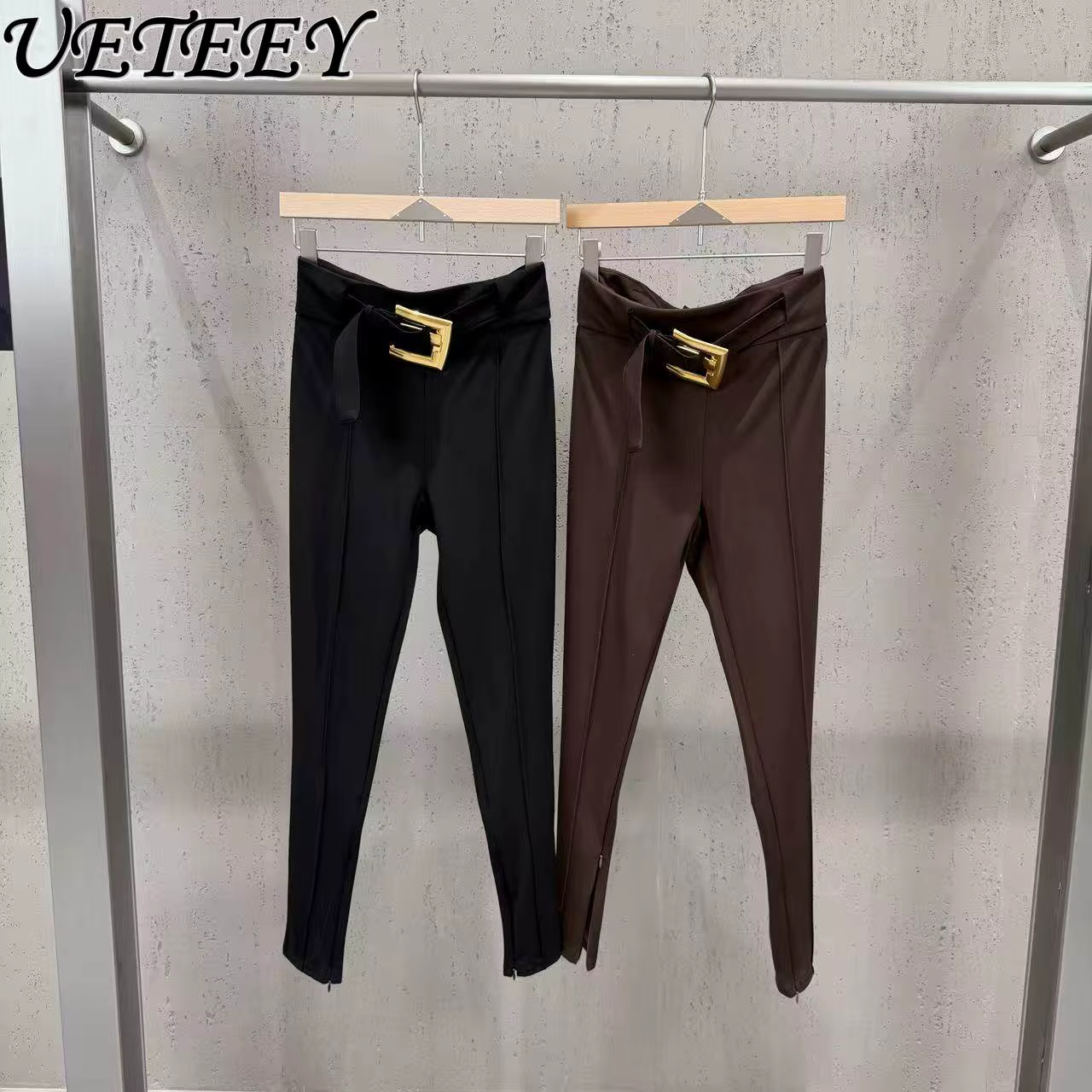 Nouveau pantalon décontracté noir taille haute amincissant pour femme, collection Printemps 2026, av