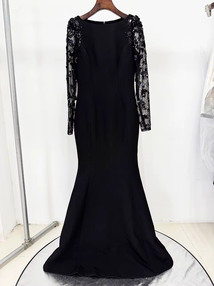 HIGH STREET Nouvelle Collection 2026 Robe Longue de Soirée Designer pour Femme, à Manches Longues, e