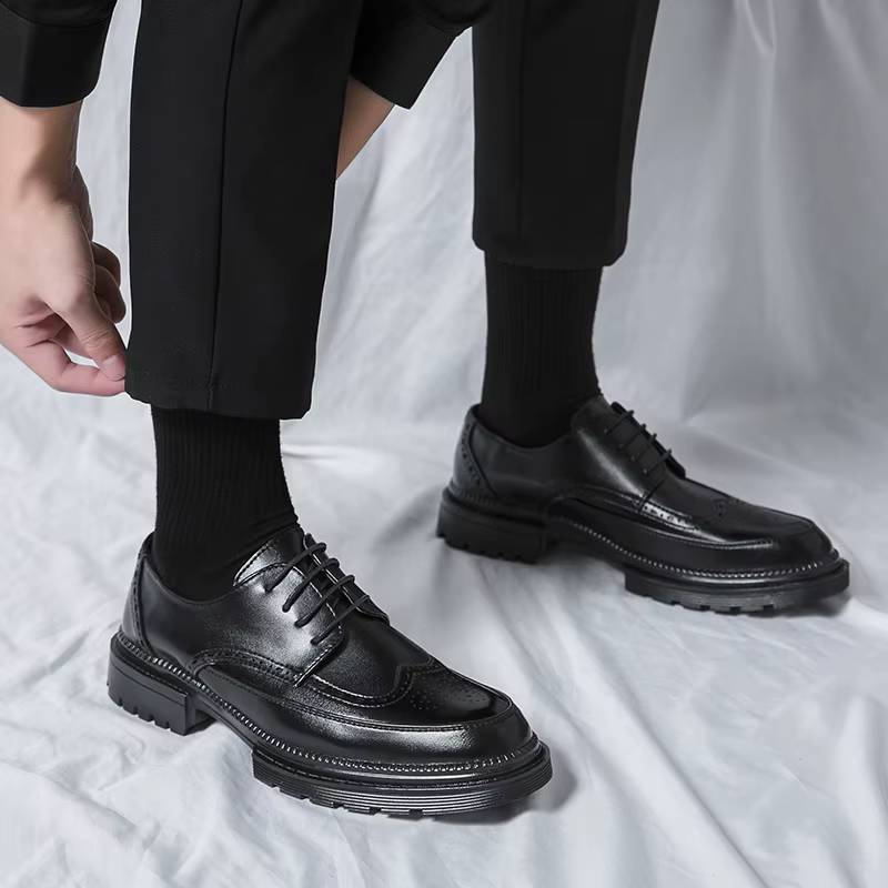 Chaussures en cuir à lacets pour jeunes hommes, chaussures d'affaires formelles, chaussures de maria