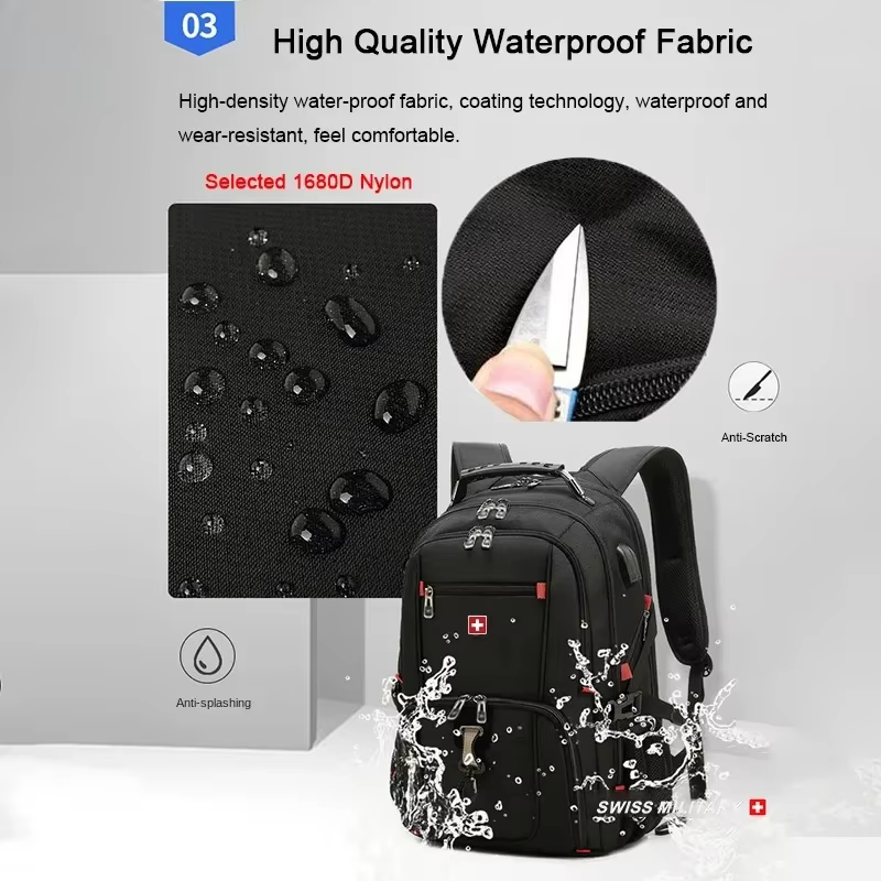 Sac à dos pour ordinateur portable en tissu Oxford imperméable de grande capacité, sac de voyage sco