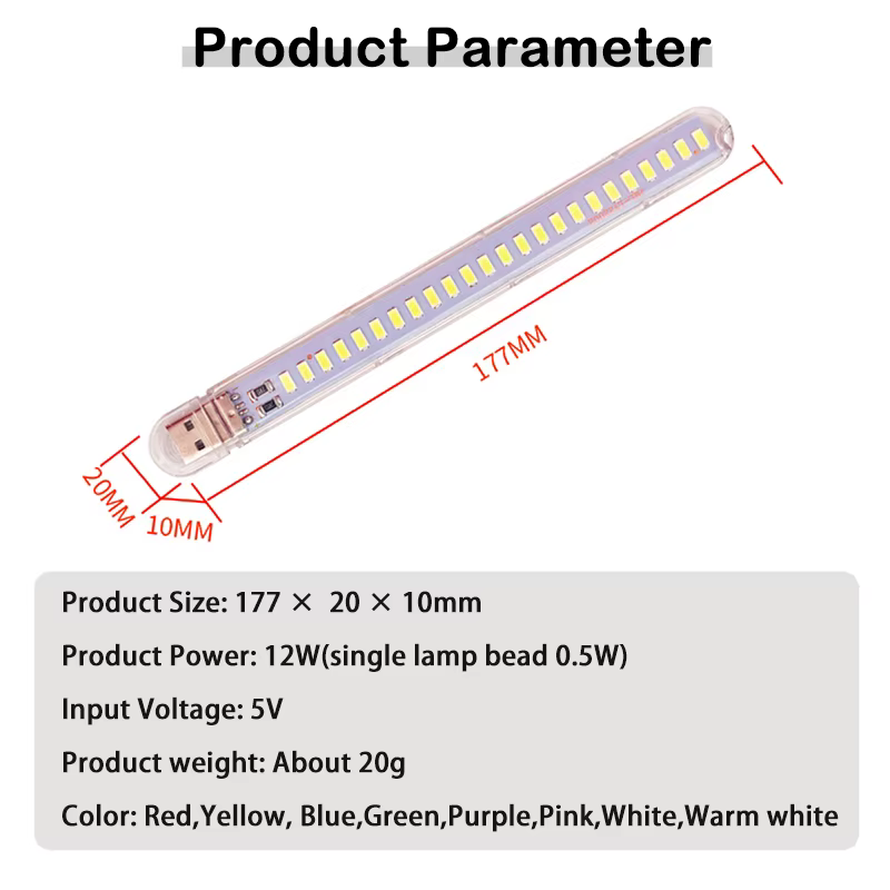Lampe LED USB ZHMZH DC5V 24 LED, lumière d'ambiance rouge, jaune, blanc, bleu, vert, violet, rose, p