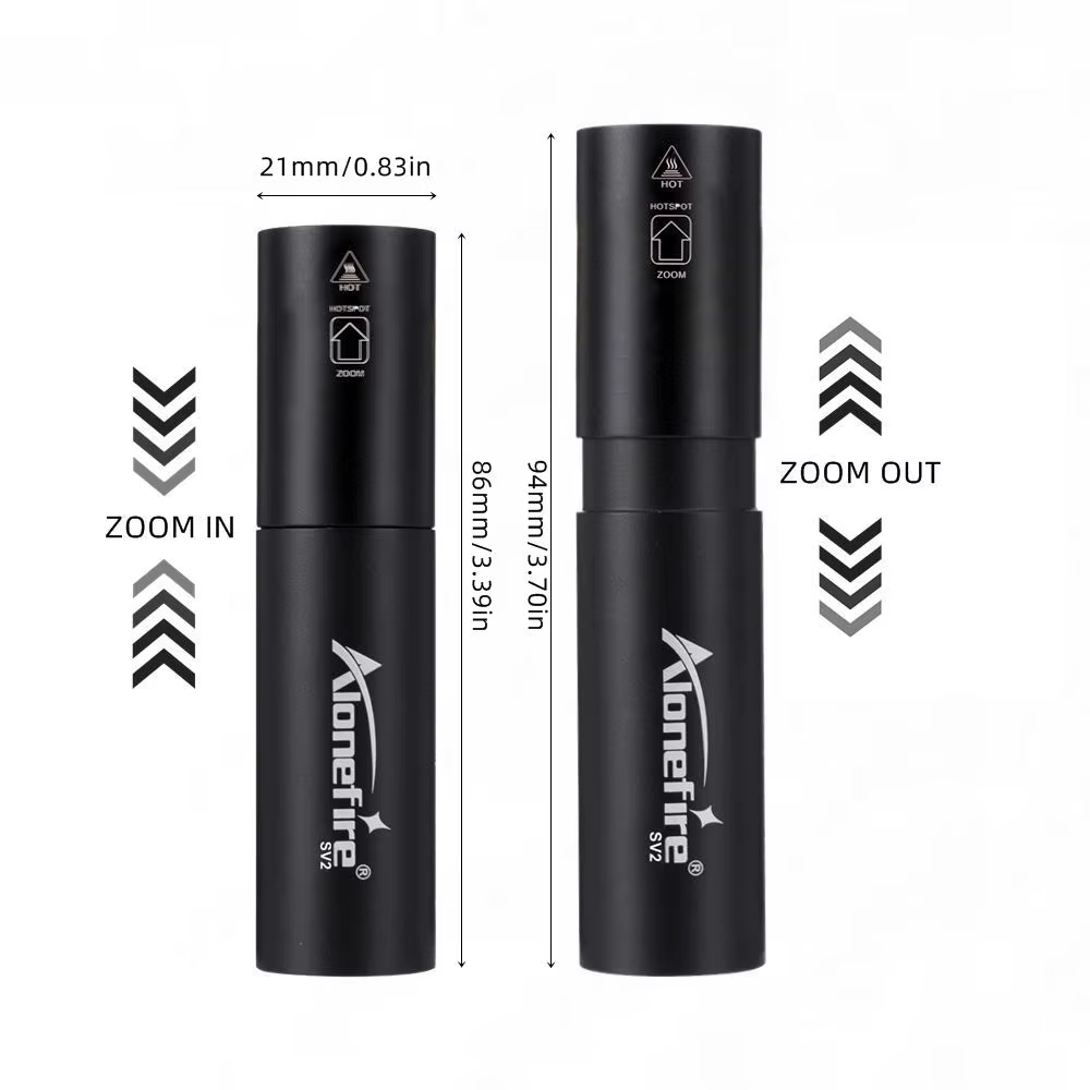 Mini lampe de poche aste avec petite l'hypothèse Zoom, éclairage lumineux, sac à dos, lumière strobo