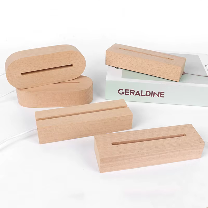 Présentoir de veilleuses 3D en bois à base de Led acrylique de 5mm, avec lumières Led, alimenté par
