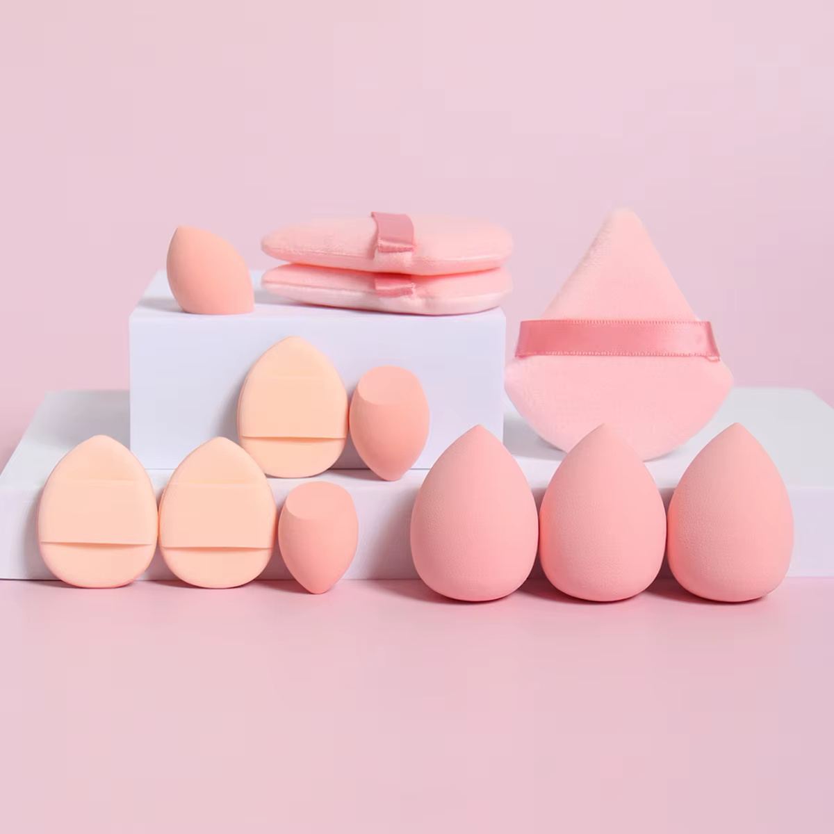Ensemble d'éponges de maquillage polyvalentes, faites de 3 bouffées de poudre adt, 3 mini bouffées d