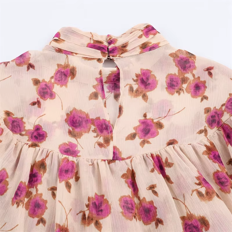 Chemisier Femme 2026 Nouvelle Collection Vintage Tendance Printemps Imprimé Superposé Décoratif Chic