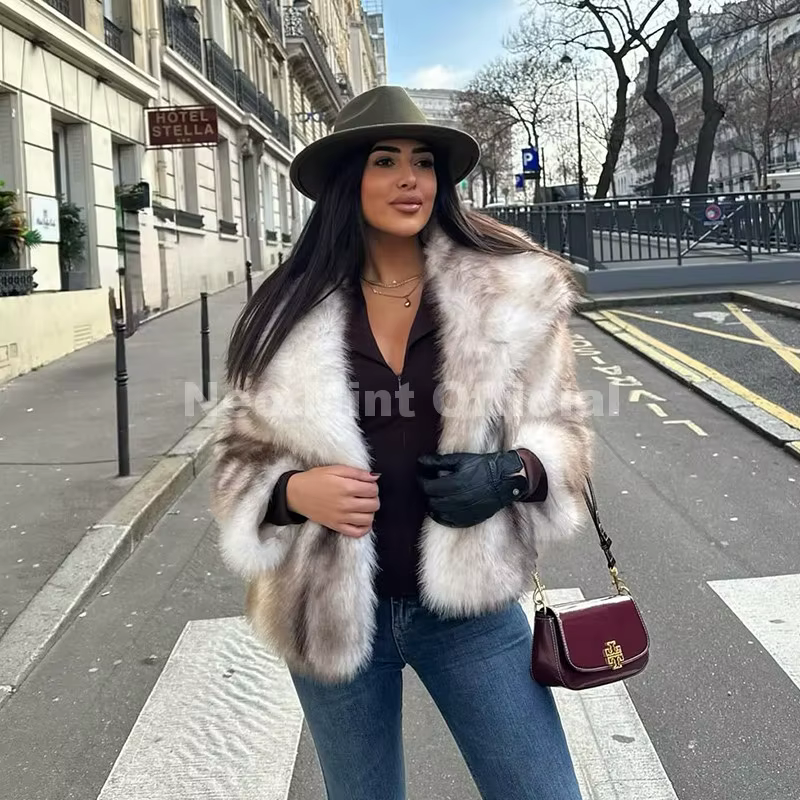Neo Mint 2025 hiver exclusif rayé fausse fourrure veste femmes pardessus marque blogueur mode moelle