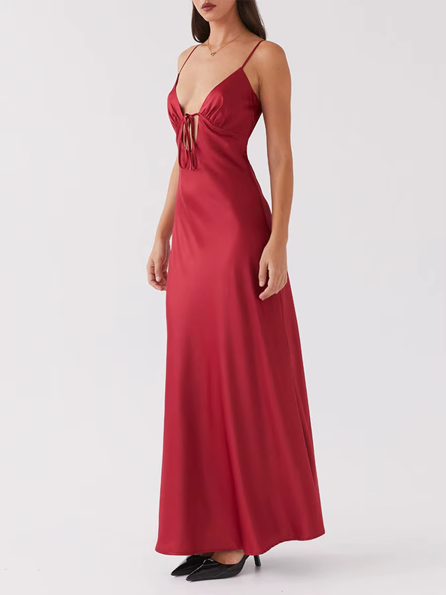 Robe camisole longue à dos nu pour femmes, tenue d'été décontractée, couleur unie, taille S M L