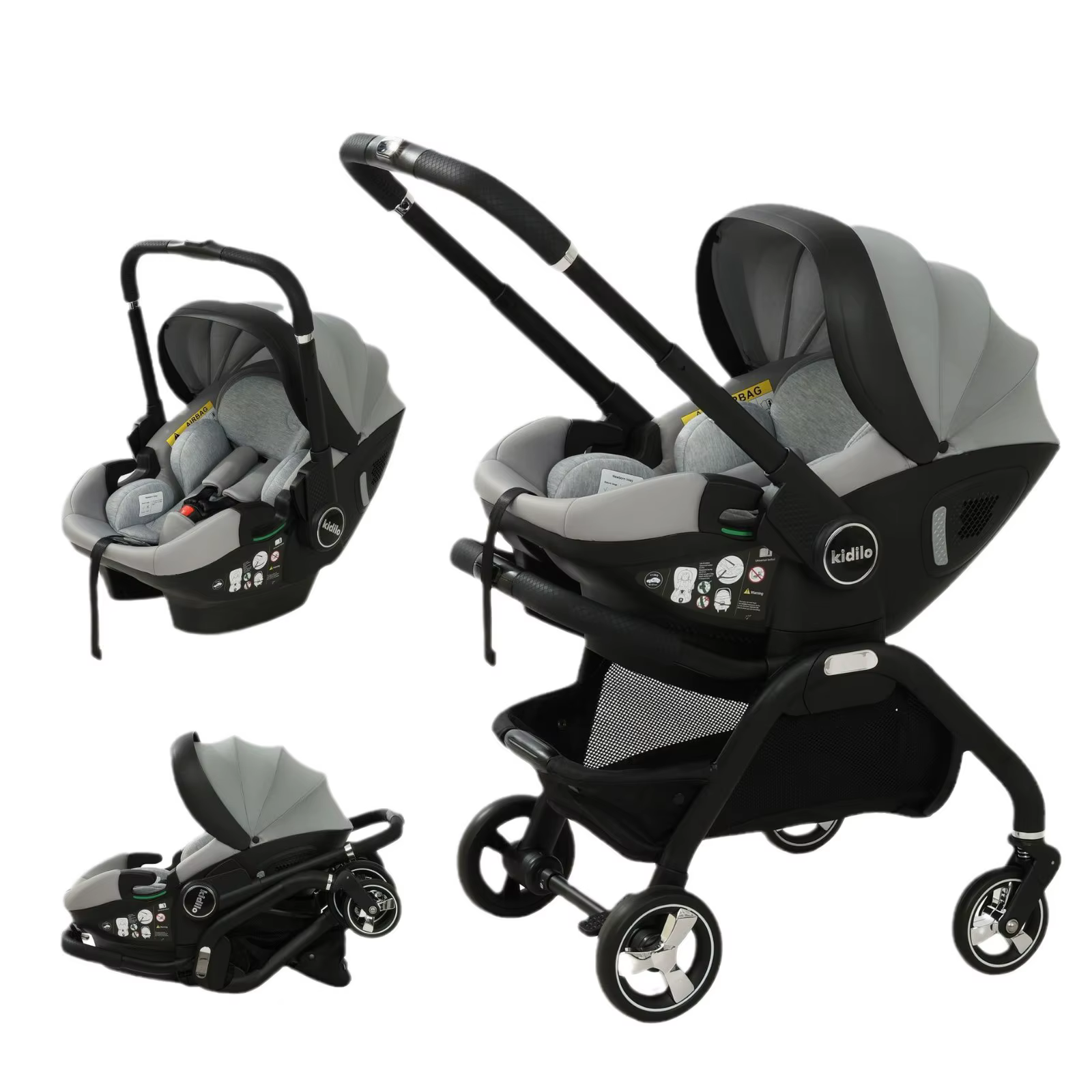 Poussette multifonction 3 en 1 pour bébé, siège de sécurité pour enfant, panier de couchage portable