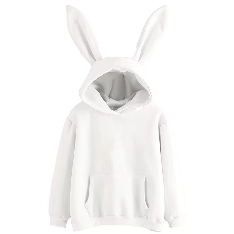 2025 automne et hiver nouveaux vêtements pour femmes Harajuku Wei à capuche lapin à capuche couleur