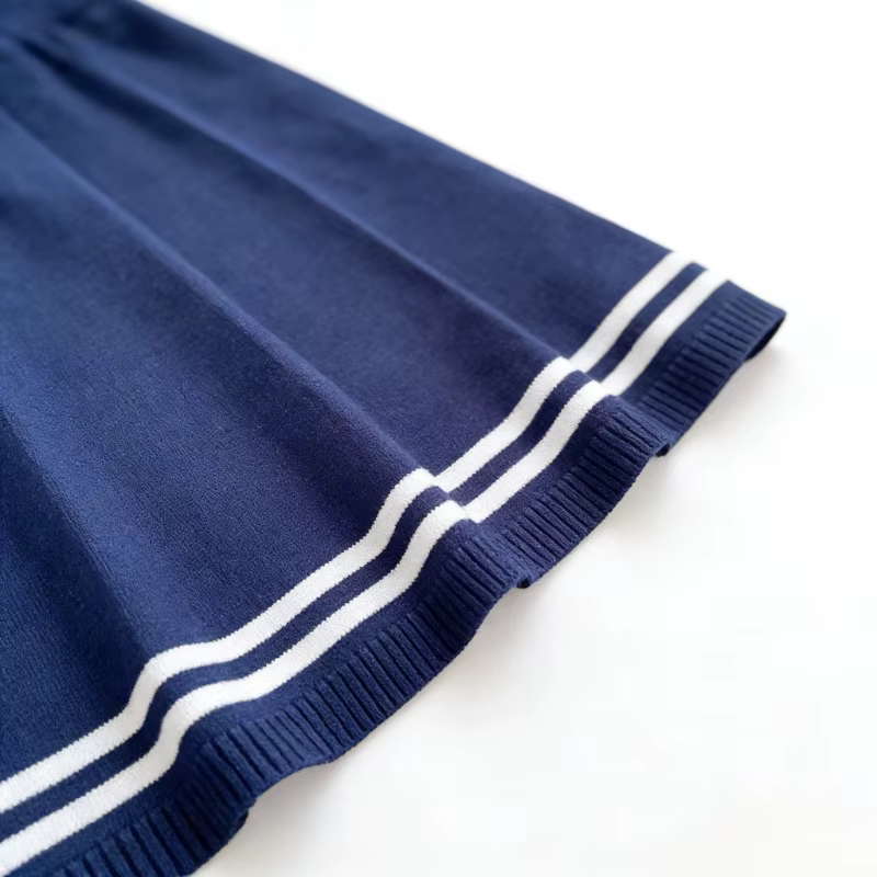 Robe mini décontractée pour femme, blanche, à manches courtes, col Peter Pan, avec nœud, ourlet rayé