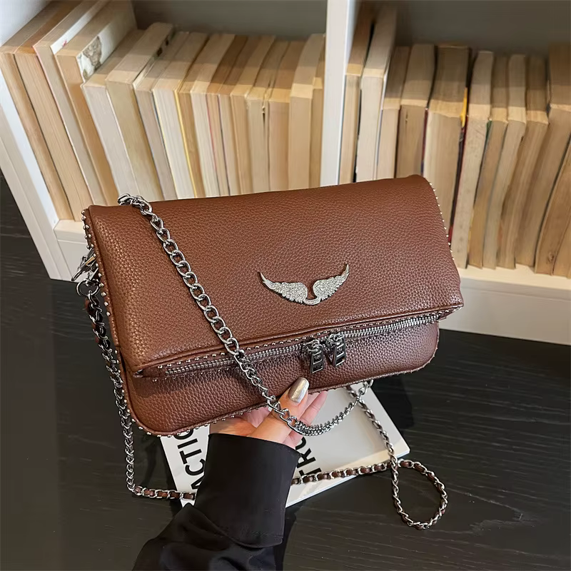 Nouveau Sac à Rabat Élégant Style Français 2026 avec Chaîne et Bandoulière Convertible, Sac Bandouli