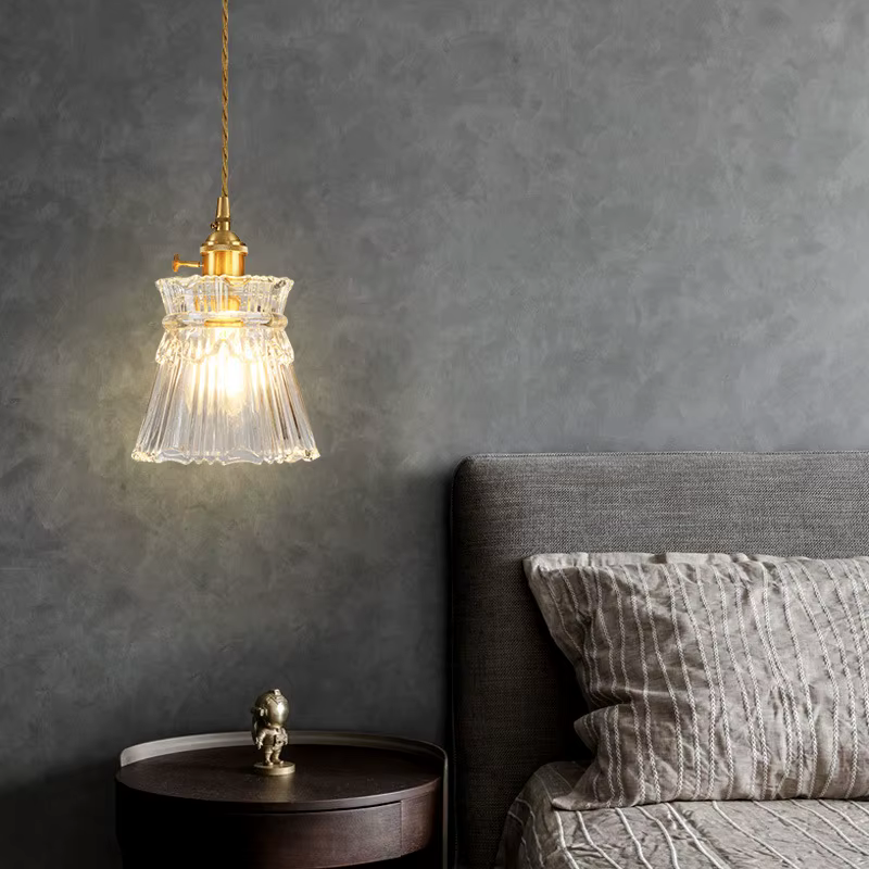 Vintage Noridc ondulations verre suspension lampe chambre salle à manger cuisine rétro pendentif lum