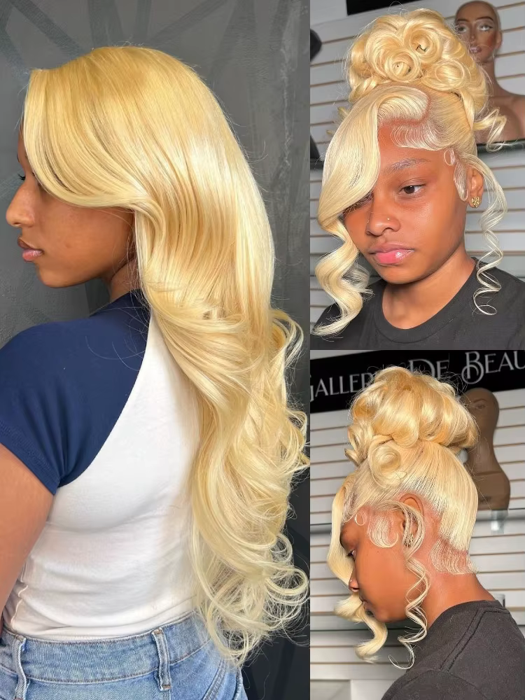 Perruque Lace Front Wig Body Wave naturelle 613, cheveux humains, blond miel 360, 13x4, 13x6, pre-pl