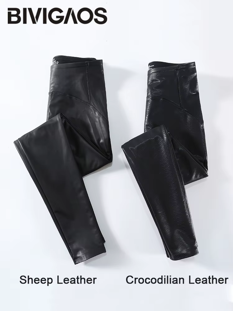 BIVIGAOS femmes printemps automne polaire mat en cuir PU pantalon Leggings élastique mince maigre Le