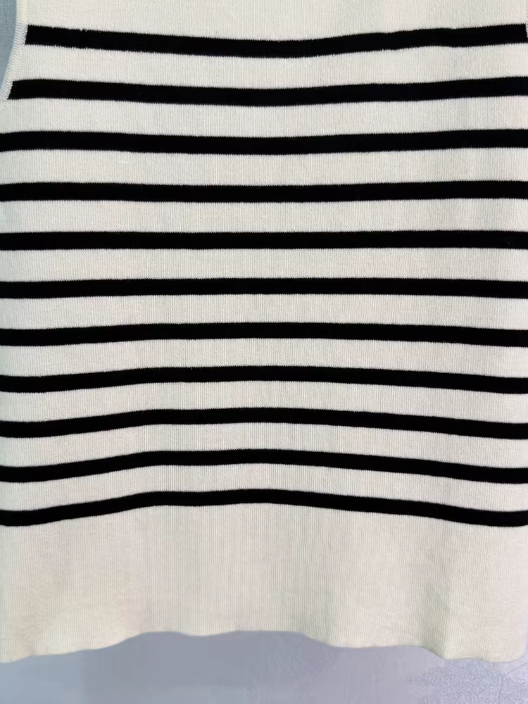 Pulls en laine rayés tricotés pour femme, col rond, sans manches, coupe droite, pour la maison, mode