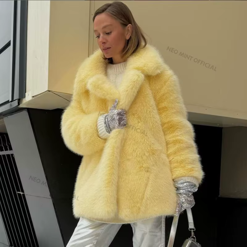Neo Mint femmes hiver 2024 haute qualité luxe fausse fourrure manteau épaissir chaud pardessus vêtem