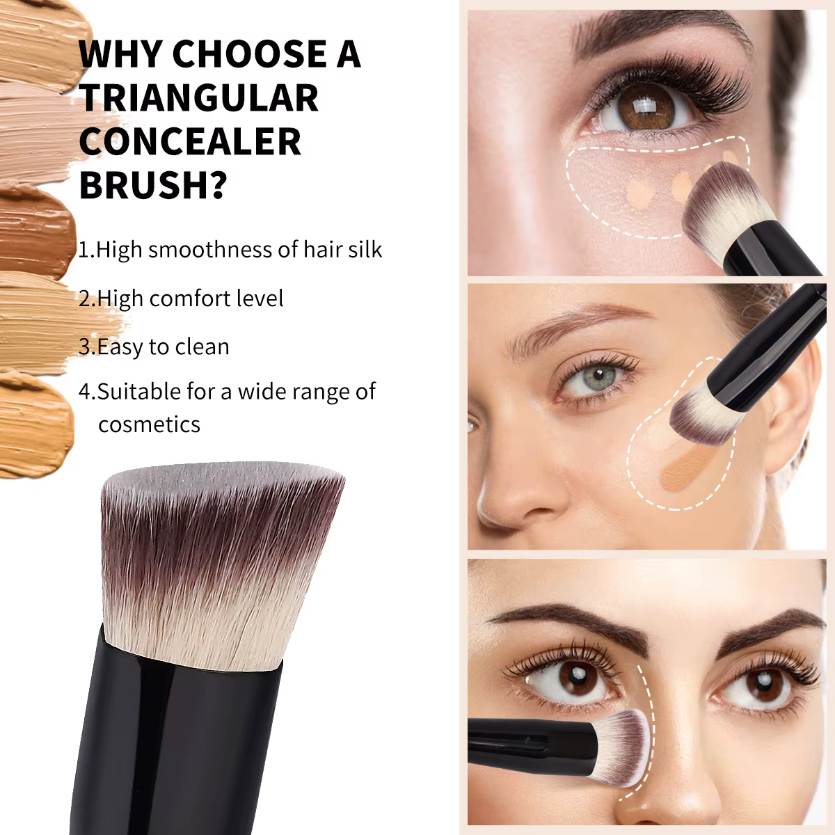 MAANGE-Pinceau de maquillage sans défaut, fond de teint plat/angle, contour sous les yeux, pinceau p
