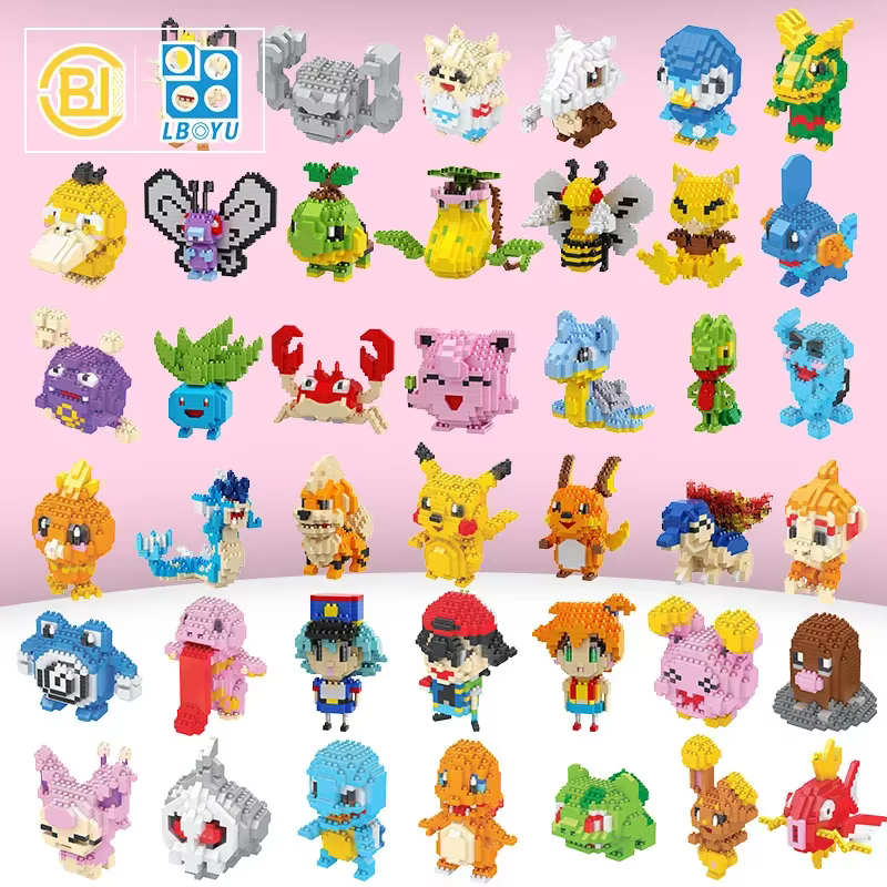 Mini blocs de construction Pokémon, figurines de dessin animé, Pikachu, Dracaufeu, Évoli, Mewtwo, jo