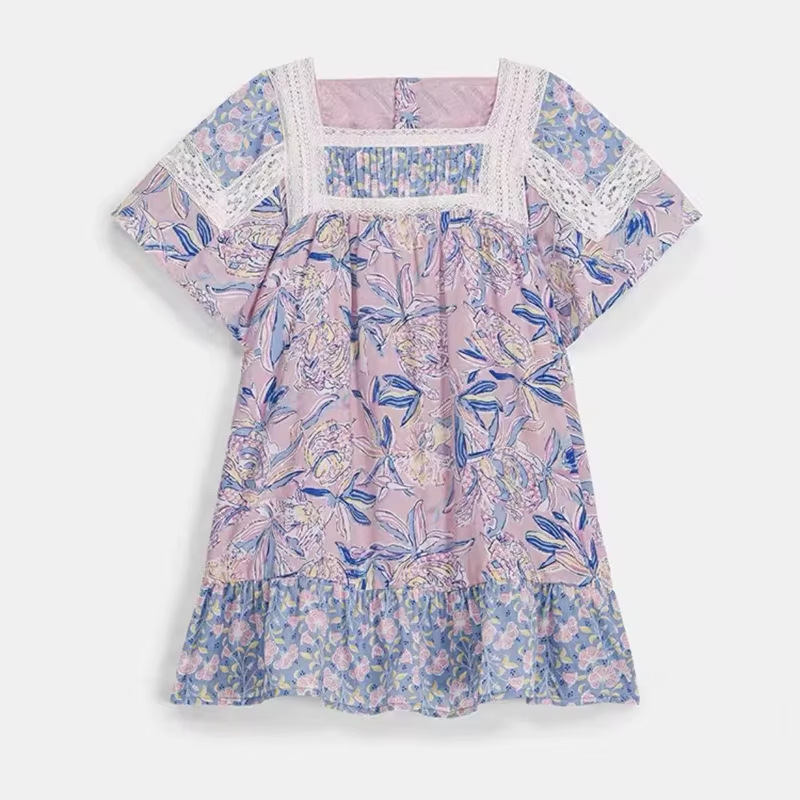 Pré-vente (expédition en mars) 2026 LM Robes d'été pour bébés filles, imprimé floral, en coton, vête