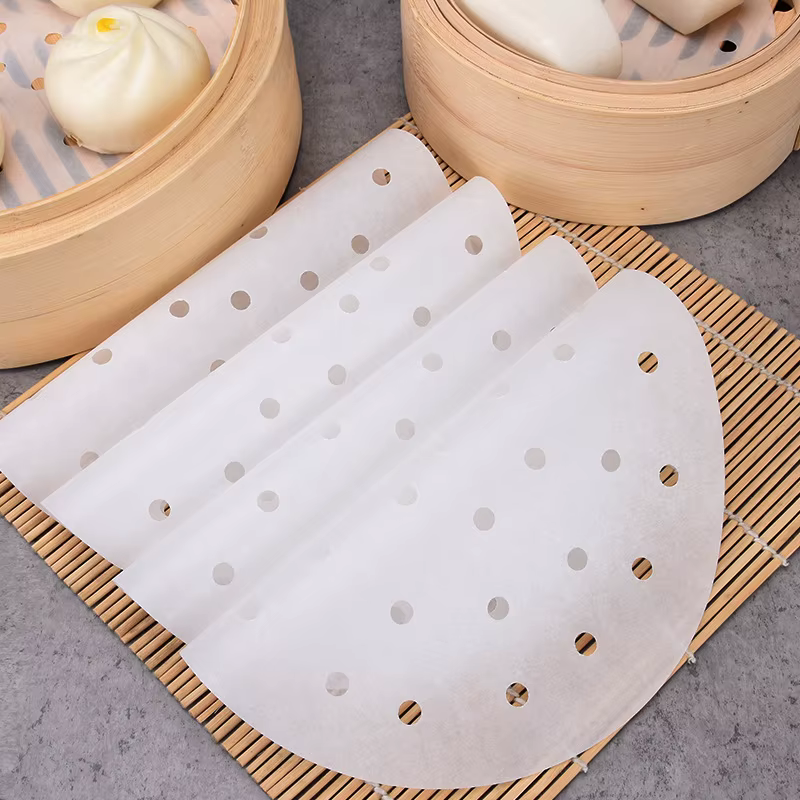 50/100 pièces papier à vapeur en bambou jetable antiadhésif tapis à vapeur papier à l'huile friteuse
