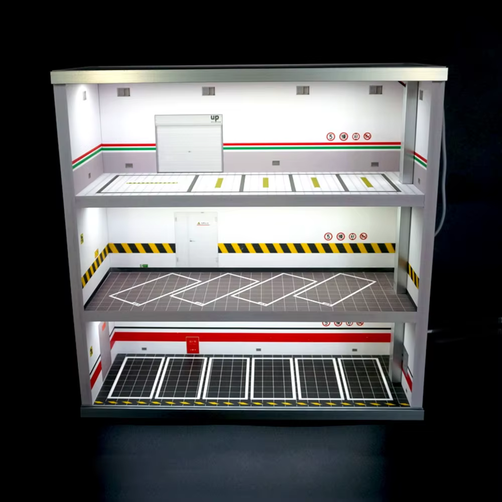 Vitrine de voiture modèle moulé sous pression avec lumière LED, vitrine de garage, vitrine de parkin