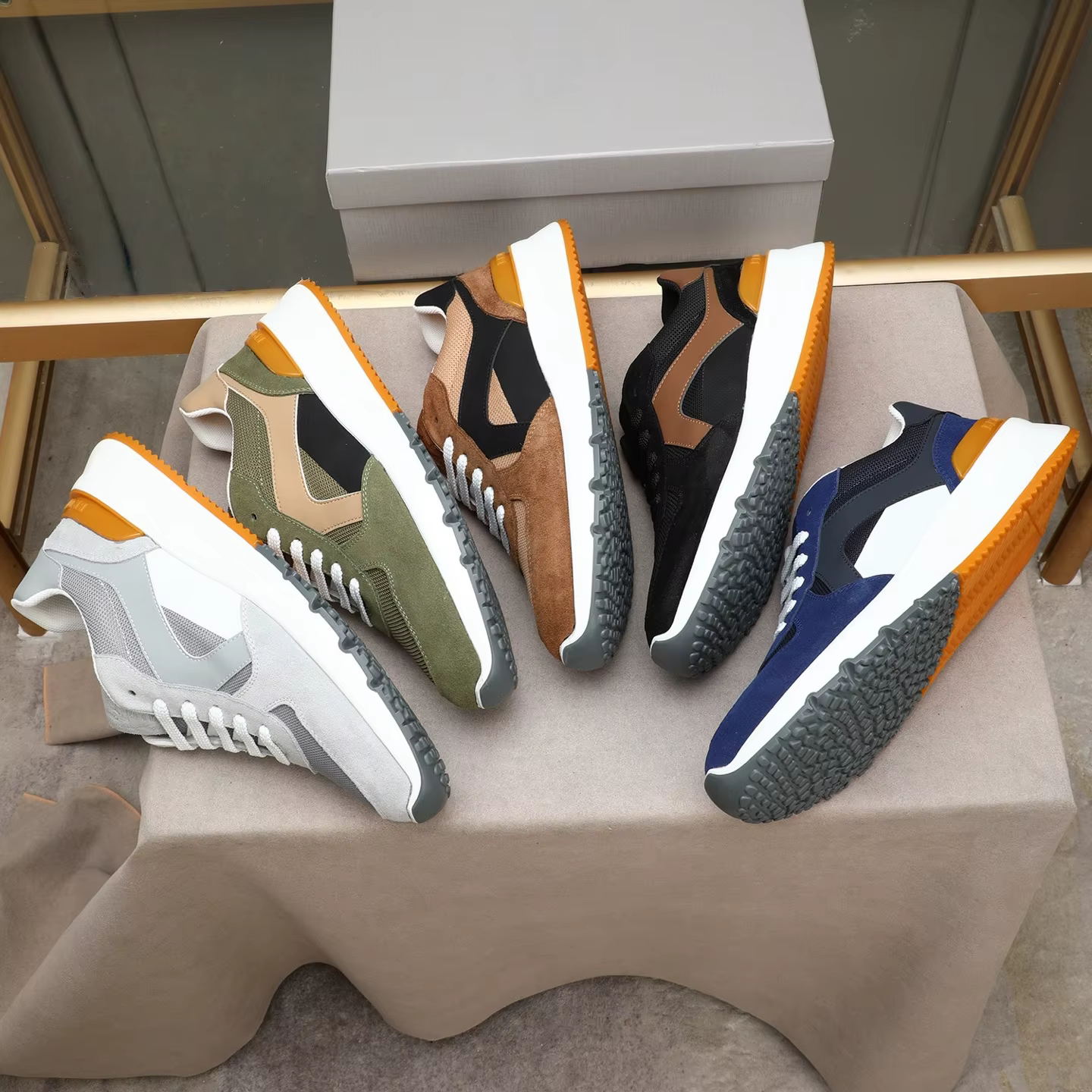 Cadeaux de Noël, chaussures pour hommes de marque de luxe, baskets décontractées faites à la main, e