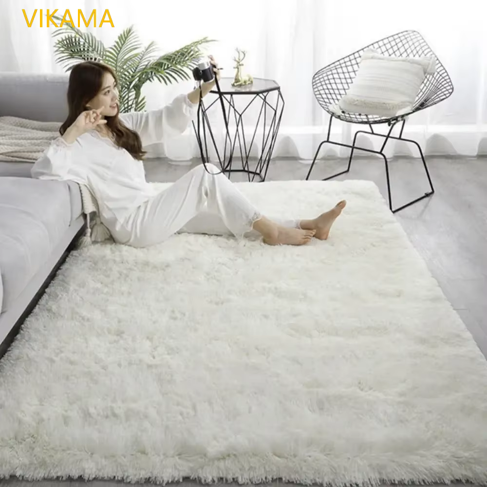 VIKmemorial-Tapis en peluche en laine simple pour chambre à coucher, couverture de lit de salon, doc